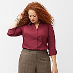 18 Lane Bryant Button down blouse burgundy